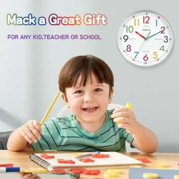 Telling Time Teaching Clock - Learning Clock for Kids - Kids Wall Clocks for Bedrooms - Kids Wall Cl...