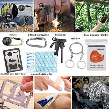 EMDMAK Survival Kit Outdoor Emergency Gear Kit for Camping Hiking Travelling or Adventures