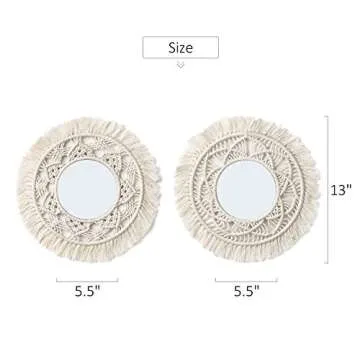 Mkono Macrame Wall Mirror Set for Chic Bohemian Decor