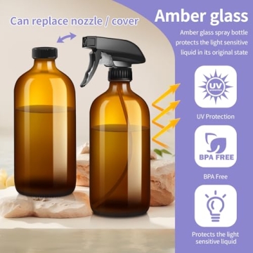 Sietpoek 9 Pack Amber Glass Spray Bottles for DIY