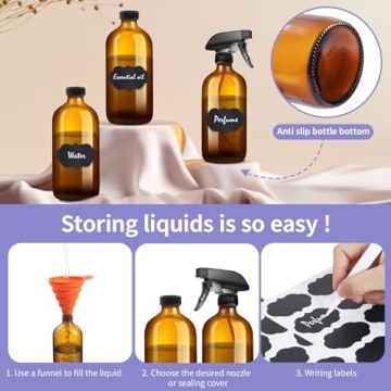 Sietpoek 9 Pack Amber Glass Spray Bottles for DIY