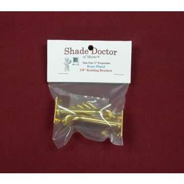Shade Doctor of Maine 3/8" Rodding 2" Outside Mount Extension Rod Brackets - Brass Plated - One Pair