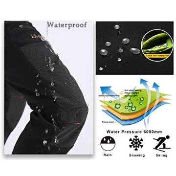 Postropaky Womens Outdoor Snow Ski Pants Waterproof Hiking Insulated Softshell Pants Snowboard Zipper Bottom Leg(Black0R)