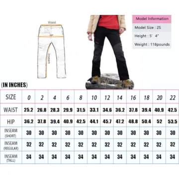 Postropaky Womens Outdoor Snow Ski Pants Waterproof Hiking Insulated Softshell Pants Snowboard Zipper Bottom Leg(Black0R)