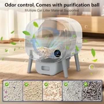 Cumrige Self Cleaning Litter Box, 95 L Automatic Cat Litter Box Self Cleaning for Multiple Cats, with Safety Protection, App Control,2 Roll Garbage Bags