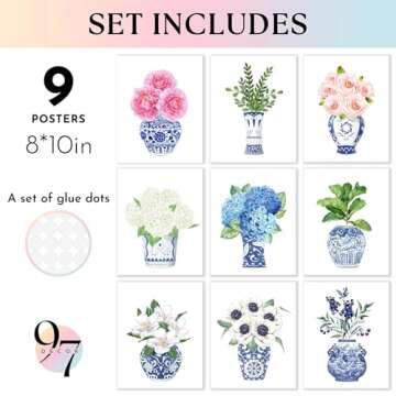 97 Decor Chinoiserie Decor - Chinoiserie Wall Art Prints, Blue White Porcelain Vase, Chinese Blue an...