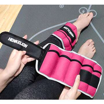 Henkelion Adjustable Wrist/Ankle Weights 1 Pair 6 Lbs For Women Men Kids, Strength Training Set For Gym, Fitness Workout, Running, Lifting Exercise Leg - each 3 Lbs Pink