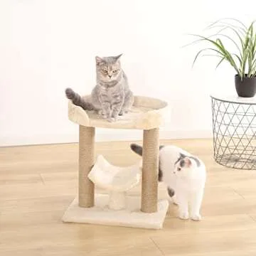Amazon Basics - Top Platform Cat Tree With Scratching Post - 18 x 14 x 22 Inches, Indoor, Beige