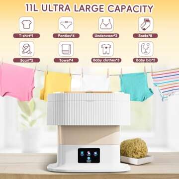 Portable Washing Machine-Mini Washer with 3 Modes and Spin Basket, 12L Large Capacity Laundry Washer Deep Cleaning for Underwear,Baby Clothes, Foldable Washing Machine for Apartments,Camping,Travel