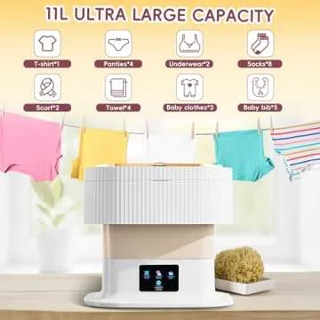 Portable Washing Machine-Mini Washer with 3 Modes and Spin Basket, 12L Large Capacity Laundry Washer Deep Cleaning for Underwear,Baby Clothes, Foldable Washing Machine for Apartments,Camping,Travel