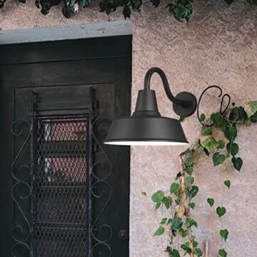 Sea Gull Lighting Barn Light - 1 Light Large Outdoor Wall Lantern - Black Finish - Rustic and Energy...