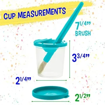 Children's No Spill Paint Cups & Brush Set for Easy Creativity