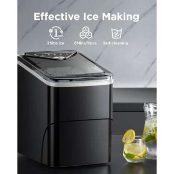 Auto-Cleaning Silonn Ice Maker - 26lbs Daily Output