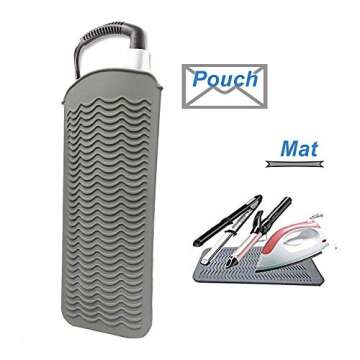 Heat Resistant Silicone Mat Pouch for Hair Styling - 11.5 x 6 Inches, Grey