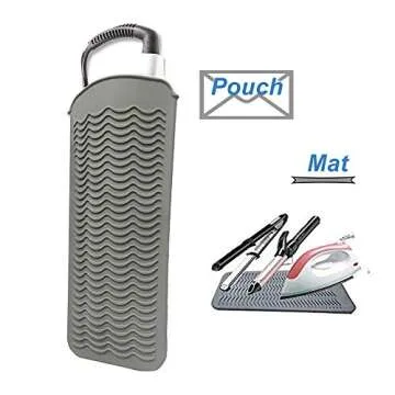 Heat Resistant Silicone Mat Pouch for Hair Styling - 11.5 x 6 Inches, Grey