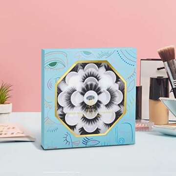 DYSILK Fluffy Lahses Fake Eyelashes - False Eyelashes Natural 7 Pairs 6D Lashes 7 Styles Faux Mink Eyelashes Wispy Lashes Natural Look False Eyelashes Long Lashes Pack Mink Lashes Eye Lashes |005