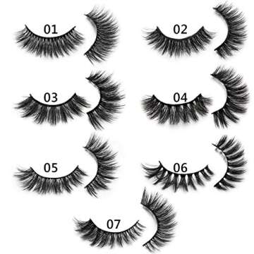 DYSILK Fluffy Lahses Fake Eyelashes - False Eyelashes Natural 7 Pairs 6D Lashes 7 Styles Faux Mink Eyelashes Wispy Lashes Natural Look False Eyelashes Long Lashes Pack Mink Lashes Eye Lashes |005