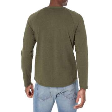Amazon Essentials Men's Slim-Fit Long-Sleeve Henley Shirt, Olive Heather, X-Small