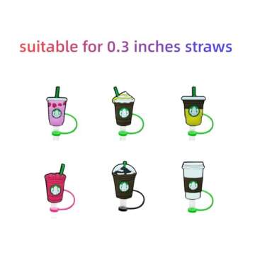8mm Straw Covers Tips for Stanley Cup, 6Pcs Reusable Drinking Stanley Straw Topper, Splash Proof Straw Protector, Straw Cover Cap for Stanley Cup Accessories
