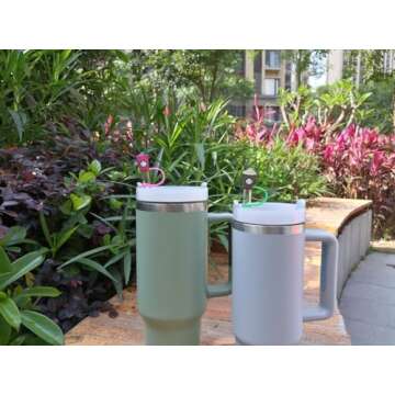 8mm Straw Covers Tips for Stanley Cup, 6Pcs Reusable Drinking Stanley Straw Topper, Splash Proof Straw Protector, Straw Cover Cap for Stanley Cup Accessories