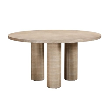 Patti Faux Travertine Indoor/Outdoor Round Dining Table