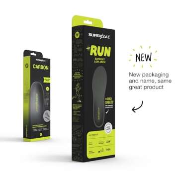Superfeet Run Support Low Arch (Carbon) - Trim-To-Fit Unisex Carbon Fiber & Foam Shoe Inserts for Ti...