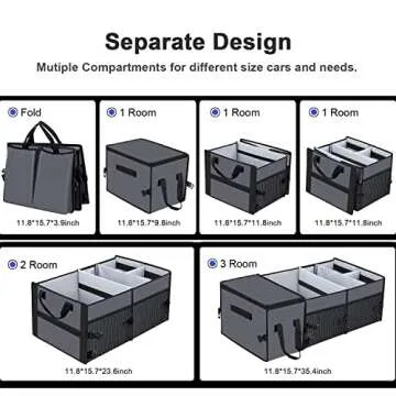 X-cosrack Car Trunk Organizer with Insulation Cooler Bag : Washable-Large Capacity Foldable Multi-Compartments Cargo Storage for SUV, Truck, Minivan & Auto,Vehicle Tools Grocery Organize Box, Grey