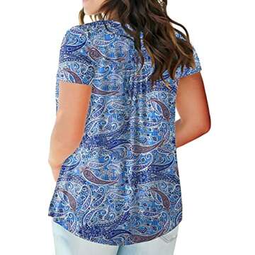 Womens Summer Tops Plus Size 2X Flattering Henley Shirts Floral Printed 37 20W
