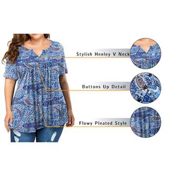 Chic Womens Summer Tops Plus Size 2X with Henley Detail