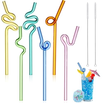Yinkin Colorful Reusable Glass Straws - Fun & Durable