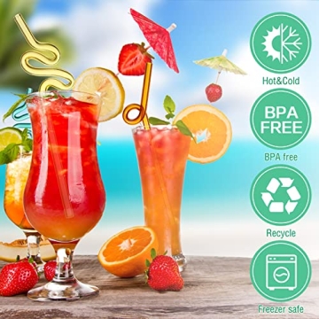 Yinkin Colorful Reusable Glass Straws - Fun & Durable
