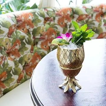 W&P Pineapple Tumbler | Gold, 12 Ounce | Craft Cocktail Glass, Mid Century Modern Designer Bar Accessories