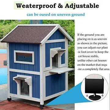 Rockever Outdoor Cat House, Large Outdoor Houses for Feral Cats Wooden Outside Cat Shelter Weatherproof with Escape Door