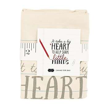 Mud Pie Heart Teacher Canvas Tote for Thoughtful Gifting