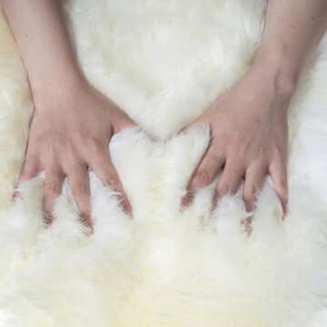 MH MYLUNE HOME Genuine Sheepskin Rug - Luxury Ivory White Carpet