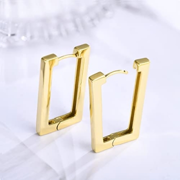 Square Hoop Earrings for Women in 14k Gold Stylish Fashion Jewelry