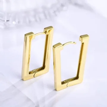 Square Hoop Earrings for Women in 14k Gold Stylish Fashion Jewelry