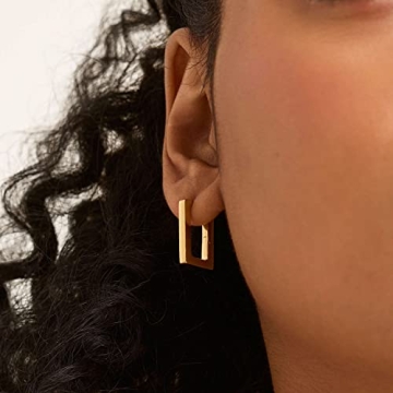 Square Hoop Earrings for Women in 14k Gold Stylish Fashion Jewelry