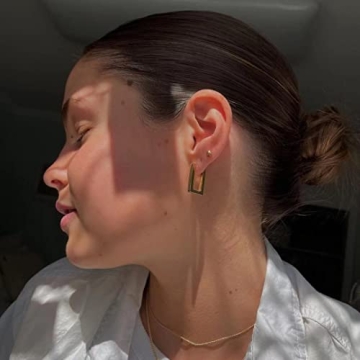 Square Hoop Earrings for Women in 14k Gold Stylish Fashion Jewelry