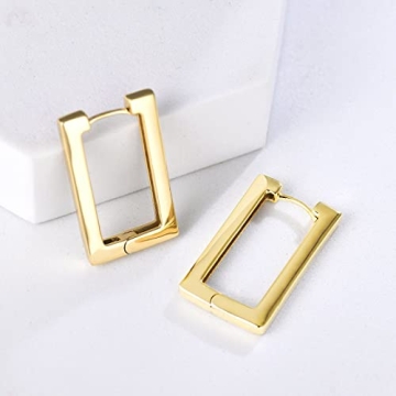 Square Hoop Earrings for Women in 14k Gold Stylish Fashion Jewelry