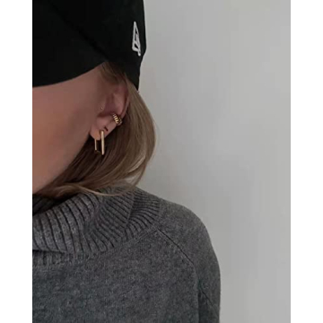 Square Hoop Earrings for Women in 14k Gold Stylish Fashion Jewelry