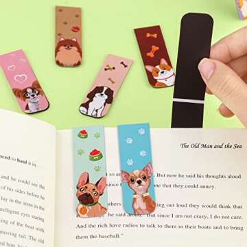48 Pieces Magnetic Bookmarks Cute Dogs Magnetic Page Markers Puppy Magnetic Page Clips for Kids Students Teachers Reading Book Lovers Supplies Party Favors