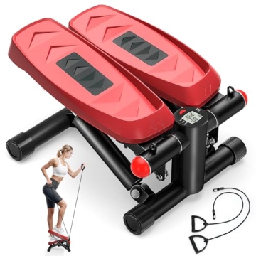 VitalLeap Steppers for Exercise: Adjustable Pedal Height Mini Steppers with Resistance Bands