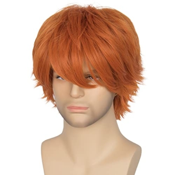 M MISS U HAIR Unisex Short Straight Orange Wig for Cosplay and Halloween
