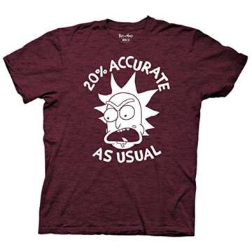 Ripple Junction Rick and Morty 20% Accurate As Usual Adult T-Shirt (Large, Heather Black Cherry)