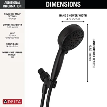 Delta ProClean Matte Black Shower Head with Handheld 75740BL