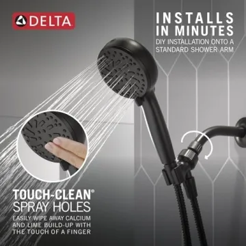 Delta ProClean Matte Black Shower Head with Handheld 75740BL