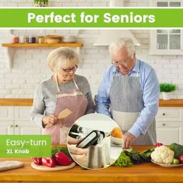 Spring Chef Stainless Steel Can Opener - Manual with Soft Grip Handles, Easy Turn, Heavy Duty Hand Can Openers for Seniors with Smooth Edge - Magnetic Lid Remover - Black