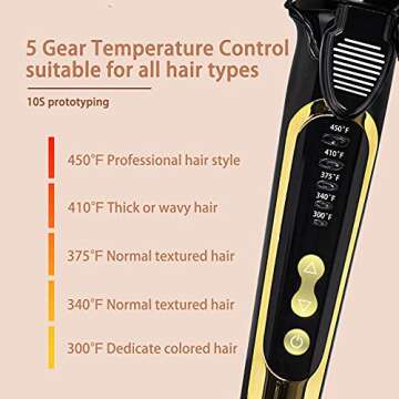 Professional 1 1/4 Inch Curling Iron,1.25 inch Long Barrel Styler Curling Wand for Long Hair,Hair Curler Instant Heat with Dual Voltage for Traveling, Hair Waving Style Tool for Girls & Women (Black)