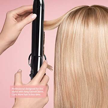 Professional 1 1/4 Inch Curling Iron,1.25 inch Long Barrel Styler Curling Wand for Long Hair,Hair Curler Instant Heat with Dual Voltage for Traveling, Hair Waving Style Tool for Girls & Women (Black)